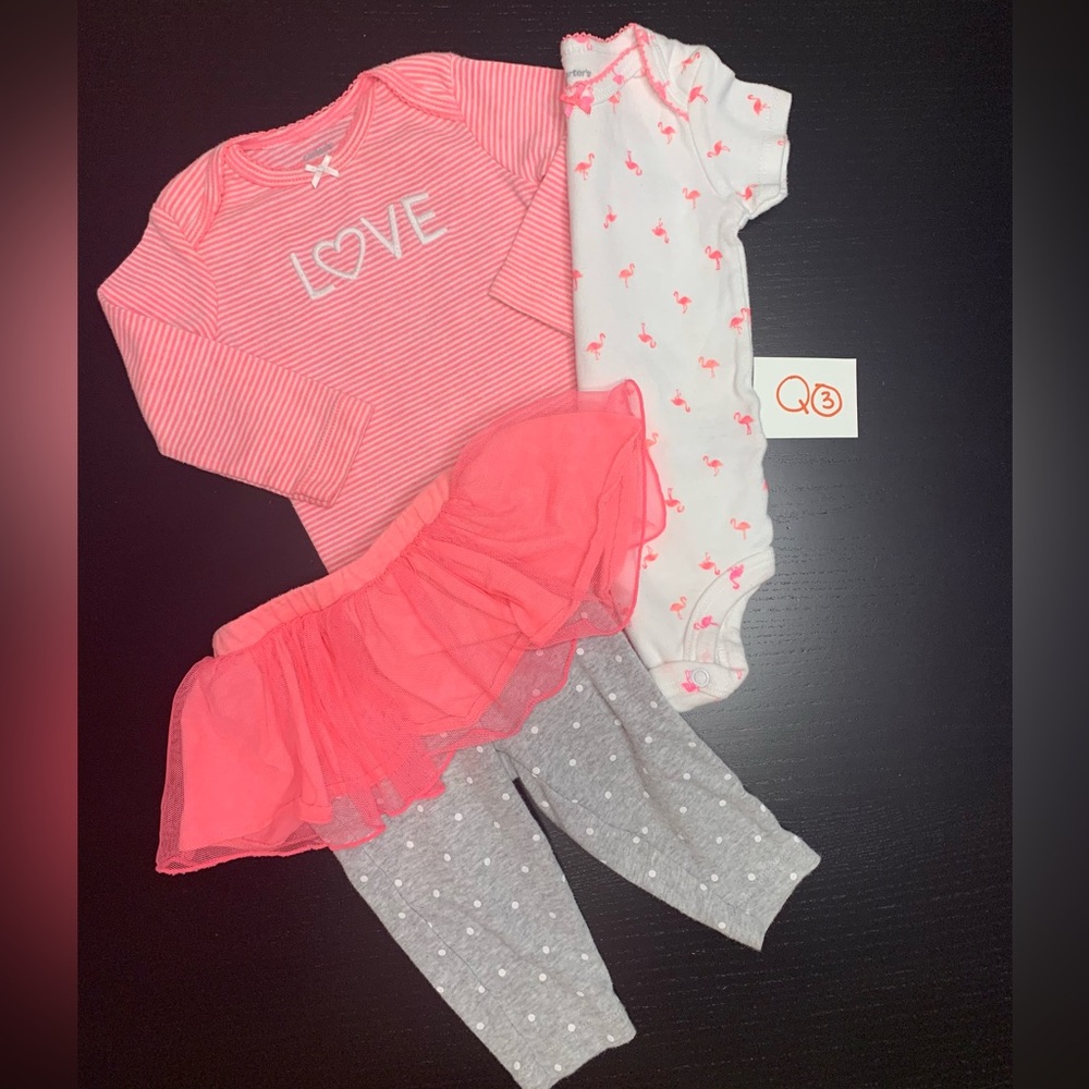 Carter's 6m Pink and Gray 3-Piece Matching Set